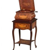 Swan Music box with matching Storage Cabinet.
