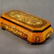 Mahogany box with musical motif inlay